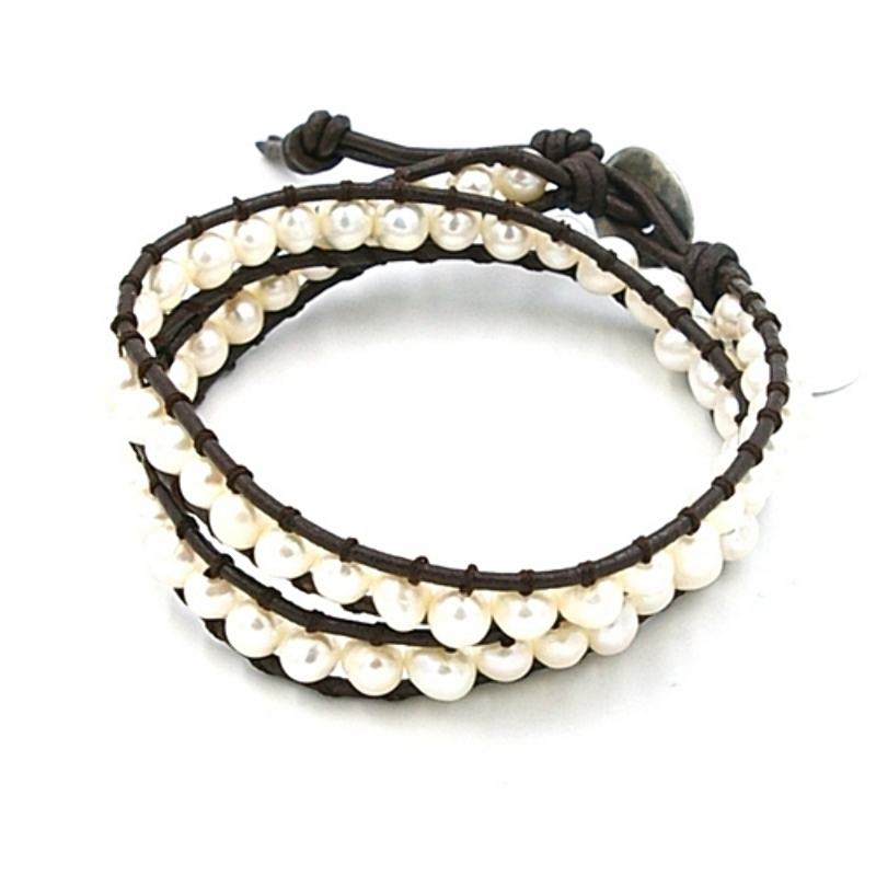 Armband wrap zoetwaterparel champagne