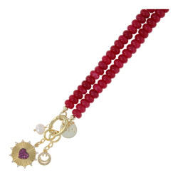 Ketting halfedelsteen donut...
