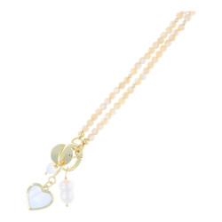 Ketting 4mm schelp beige...