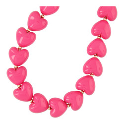 Ketting acryl hart xxl felroze