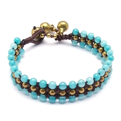 Armband 3 rij 4mm stone beads met oudgoud