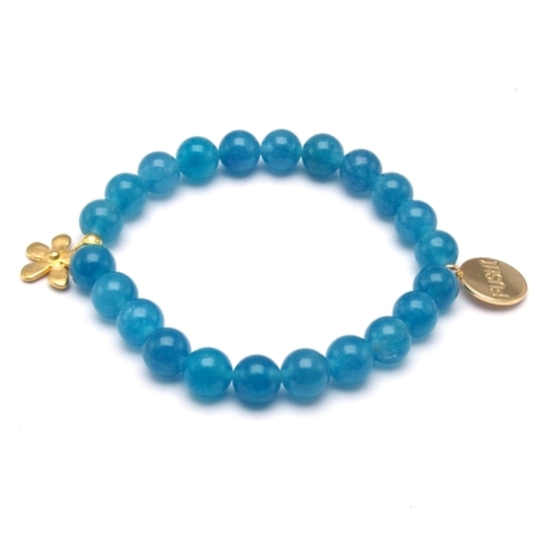 Armband halfedelsteen blauw met goud