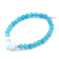 Armband halfedelsteen blauw met brokjes en zilver