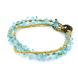Armband 2 rij chips halfedelsteen en oudgoud kraaltjes