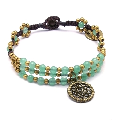 Armband 3 rij 4mm steenkralen met oudgoud