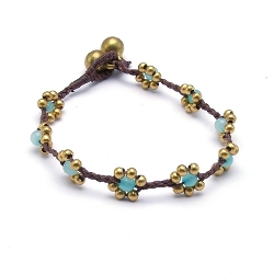 Armband 4mm stone beads bloemetje met oudgoud