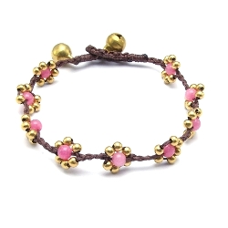 Armband 4mm stone beads bloemetje met oudgoud