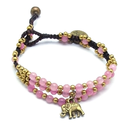 Armband 3 rij 4mm stone beads met oudgoud
