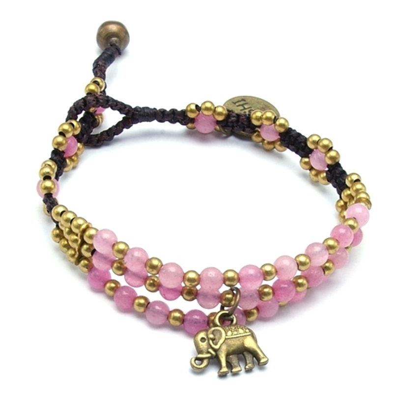 Armband 3 rij 4mm stone beads met oudgoud