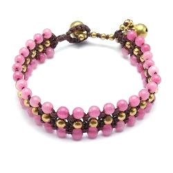 Armband 3 rij 4mm stone beads met oudgoud