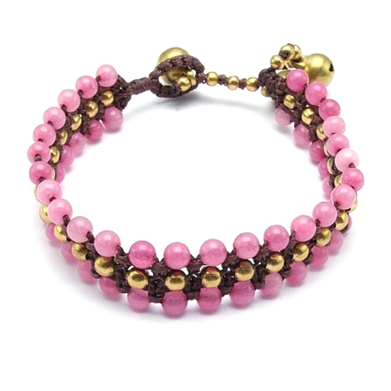 Armband 3 rij 4mm stone beads met oudgoud