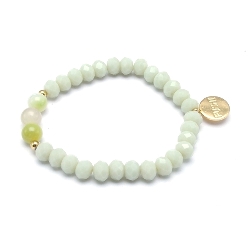 Armband facetgeslepen glas groen met steenkralen groen