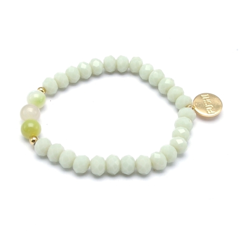 Armband facetgeslepen glas groen met steenkralen groen