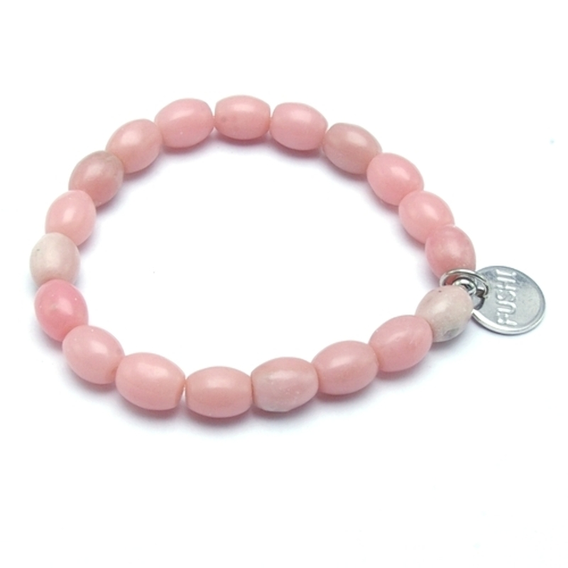 Armband halfedelsteen roze eitje
