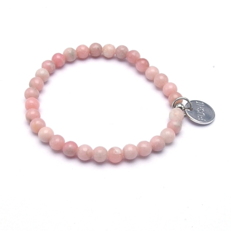 Armband halfedelsteen rond roze
