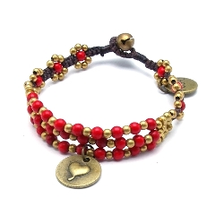 Armband 4mm stone beads met oudgoud