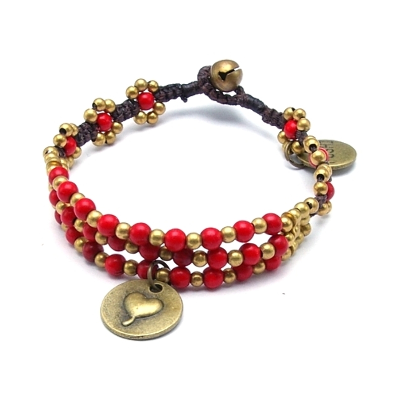 Armband 4mm stone beads met oudgoud