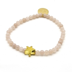 Armband 4mm steenkralen roze met gouden sterretje