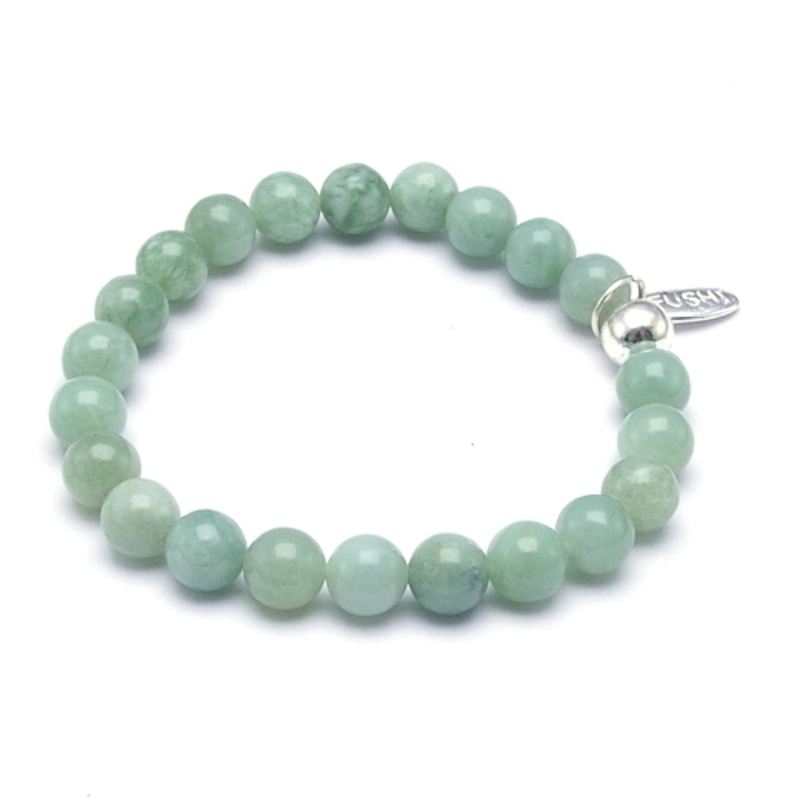 Armband 8mm halfedelsteen light jade