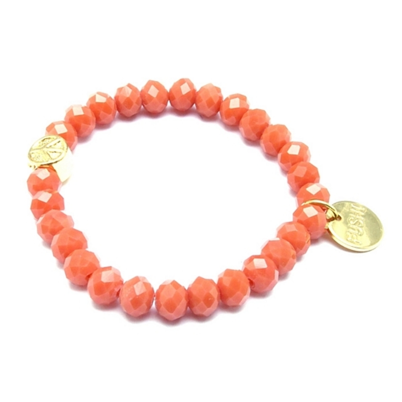 Armband facet 8mm met zilveren tussenkraal (koraal)