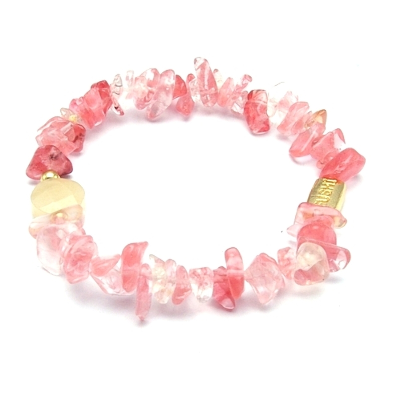 Armband halfedelsteen chips met goud