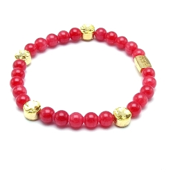 Armband steenkralen cherry met verguld goud