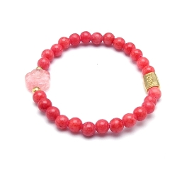 Armband steenkralen en cherry quartz met verguld goud