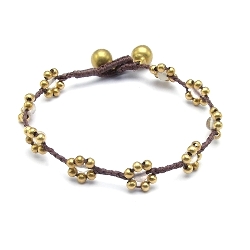 Armband 4mm stone beads bloemetje met oudgoud