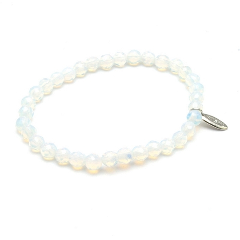 Armband halfedelsteen 6mm maansteen facet