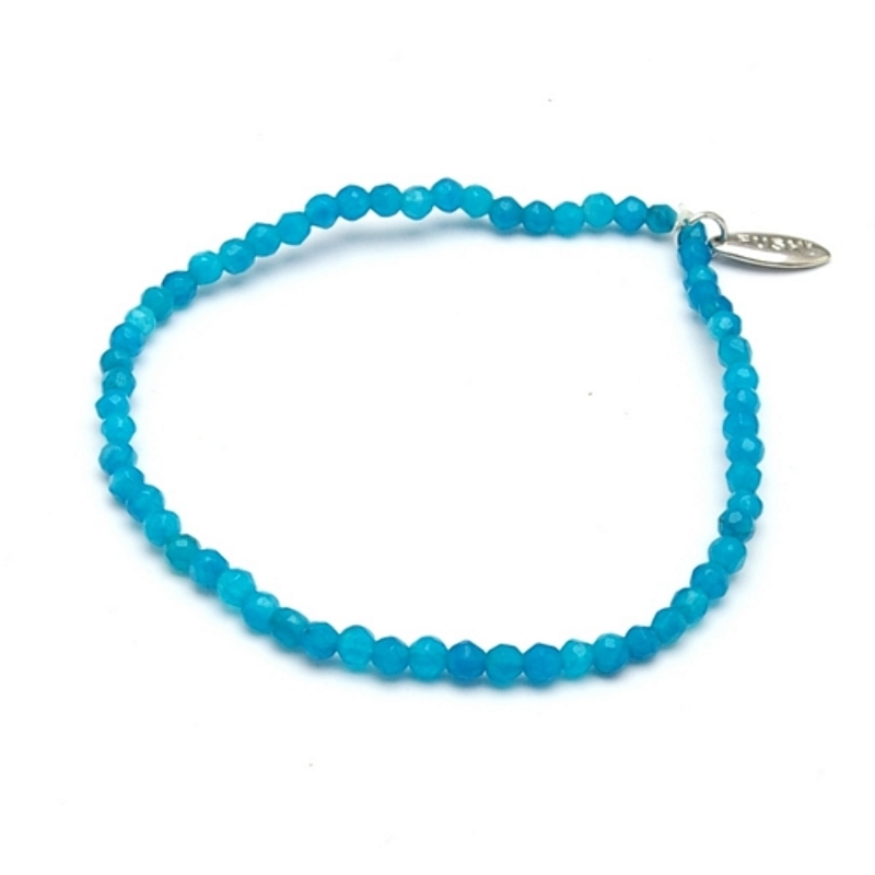 Armband 3mm halfedelsteen agaat blauw