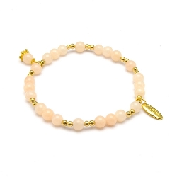 Armband 6mm steenkralen met verguld nude