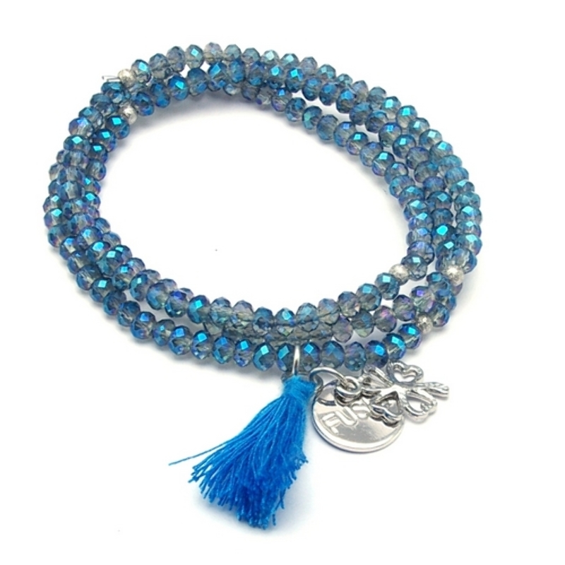 Armband facetgeslepen crystal 3 keer om met kwastje
