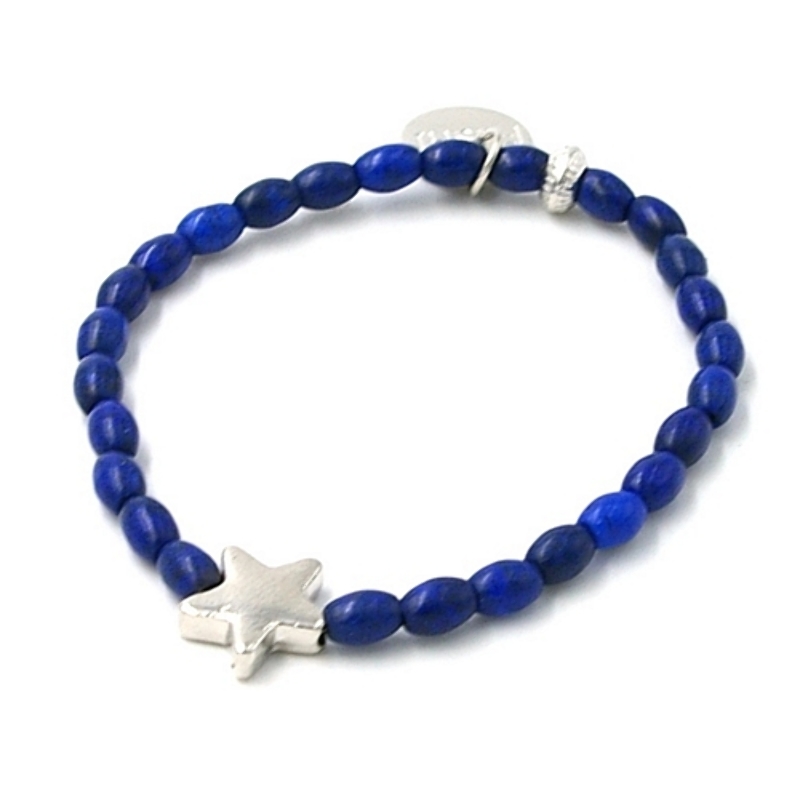 Armband gekleurd turquoise met metalen ster