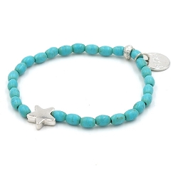 Armband gekleurd turquoise met metalen ster