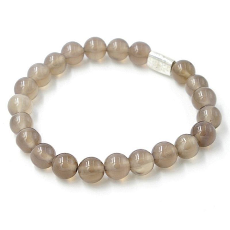 Armband halfedelsteen agaat 10mm grijs