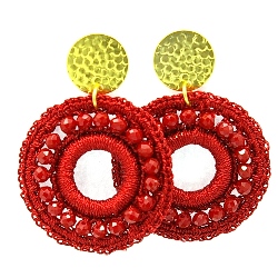 Oorbellen satijndraad rond open rood