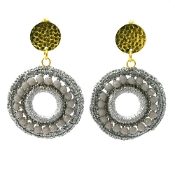 Oorbellen satijndraad rond open grijs