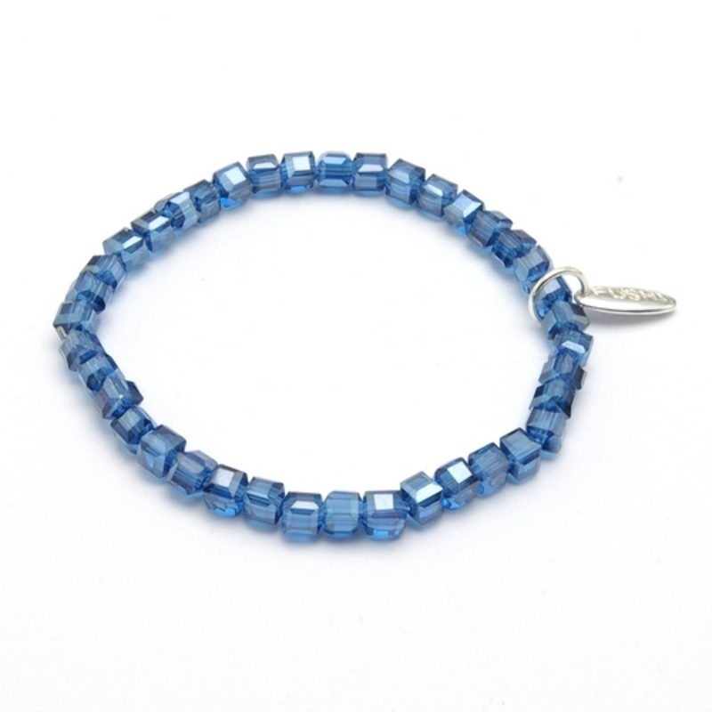 Armband facet 4mm vierkant (jeansblauw)
