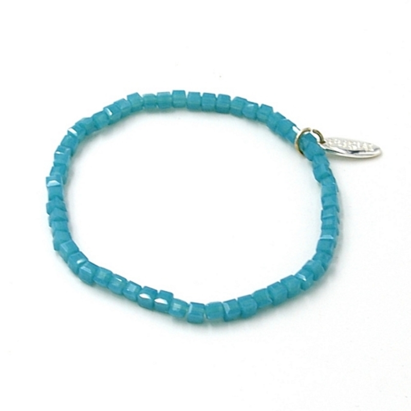 Armband facet 4mm vierkant (petrol)