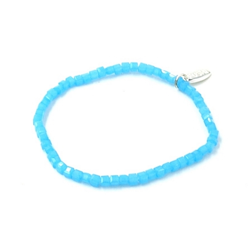 Armband facet 4mm vierkant (blauw)