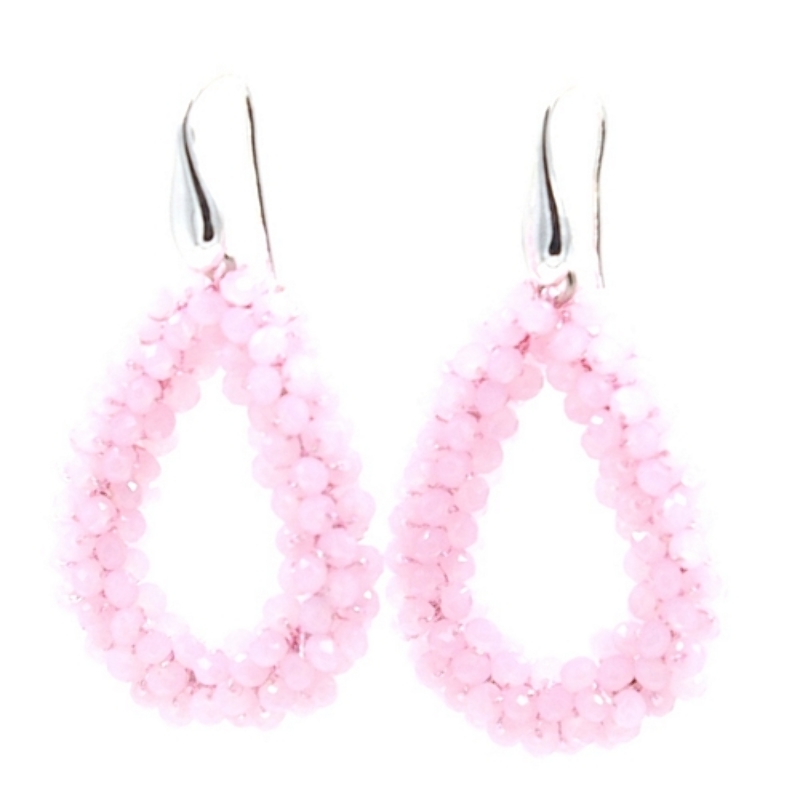 Oorbellen Candy zachtroze facet met zilveren haakjes