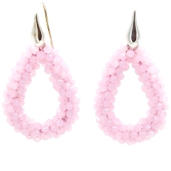 Oorbellen Candy zachtroze facet met zilveren haakjes