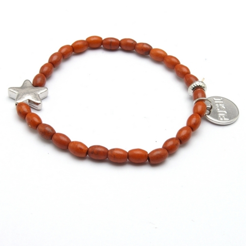 Armband gekleurd turquoise met metalen ster