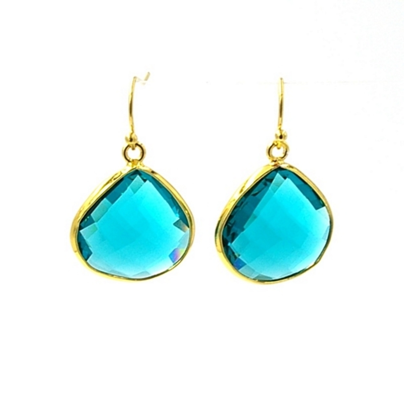Oorbellen facet geslepen crystal druppel (turquoise)