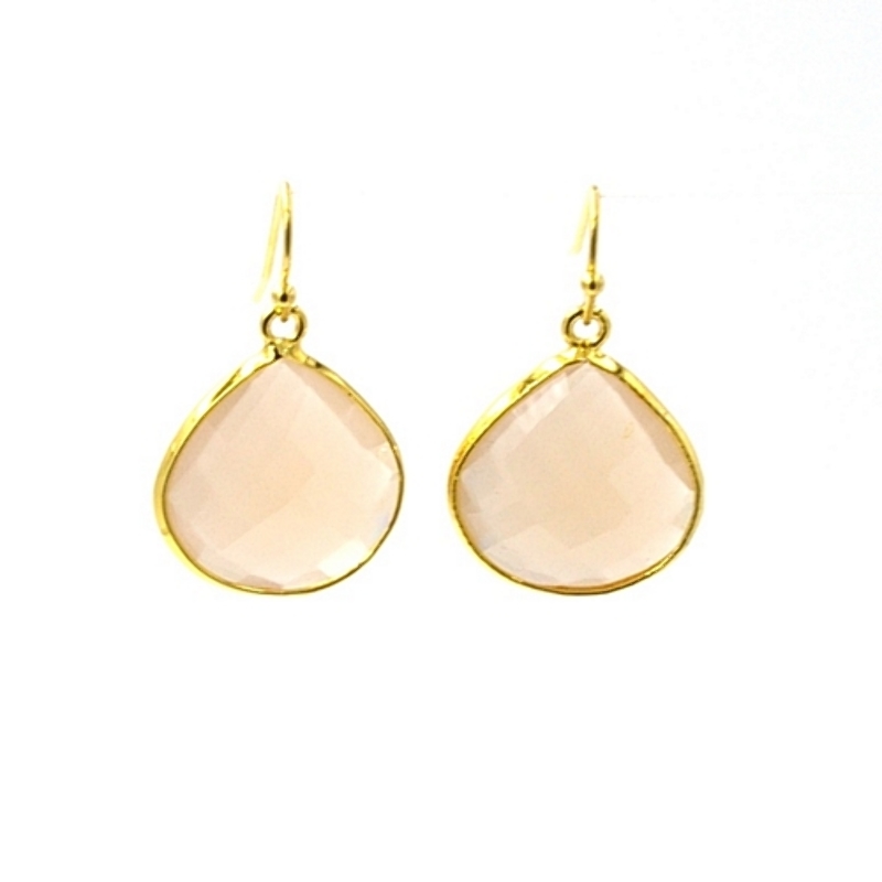 Oorbellen facet geslepen crystal druppel (nude)