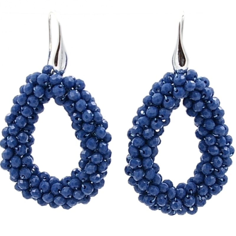 Oorbellen Candy jeansblauw facet met zilveren haakjes
