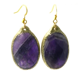 Oorbellen halfedelsteen ovaal amethyst