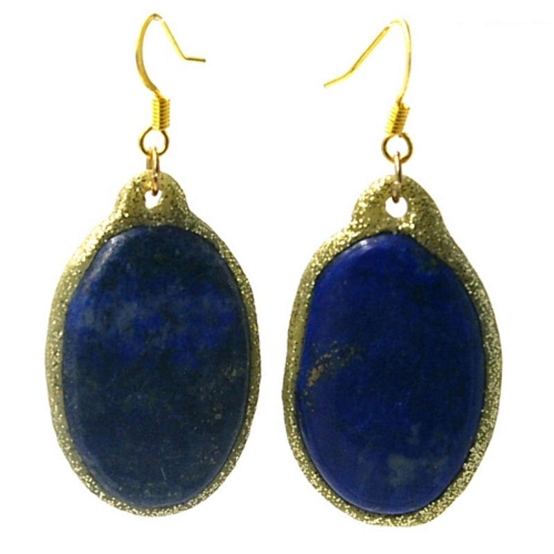 Oorbellen halfedelsteen ovaal lapis lazuli