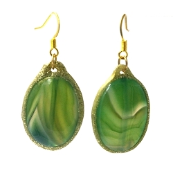 Oorbellen halfedelsteen ovaal agaat groen