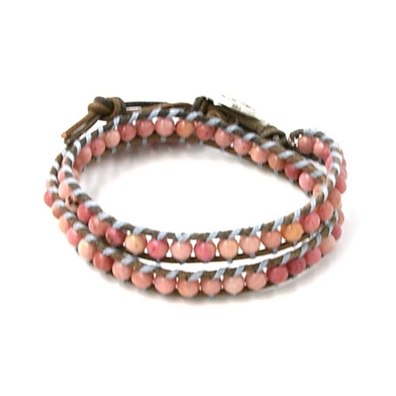 Armband wrap met agaat en natuurleer
